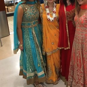 Teal and gold Anarkali